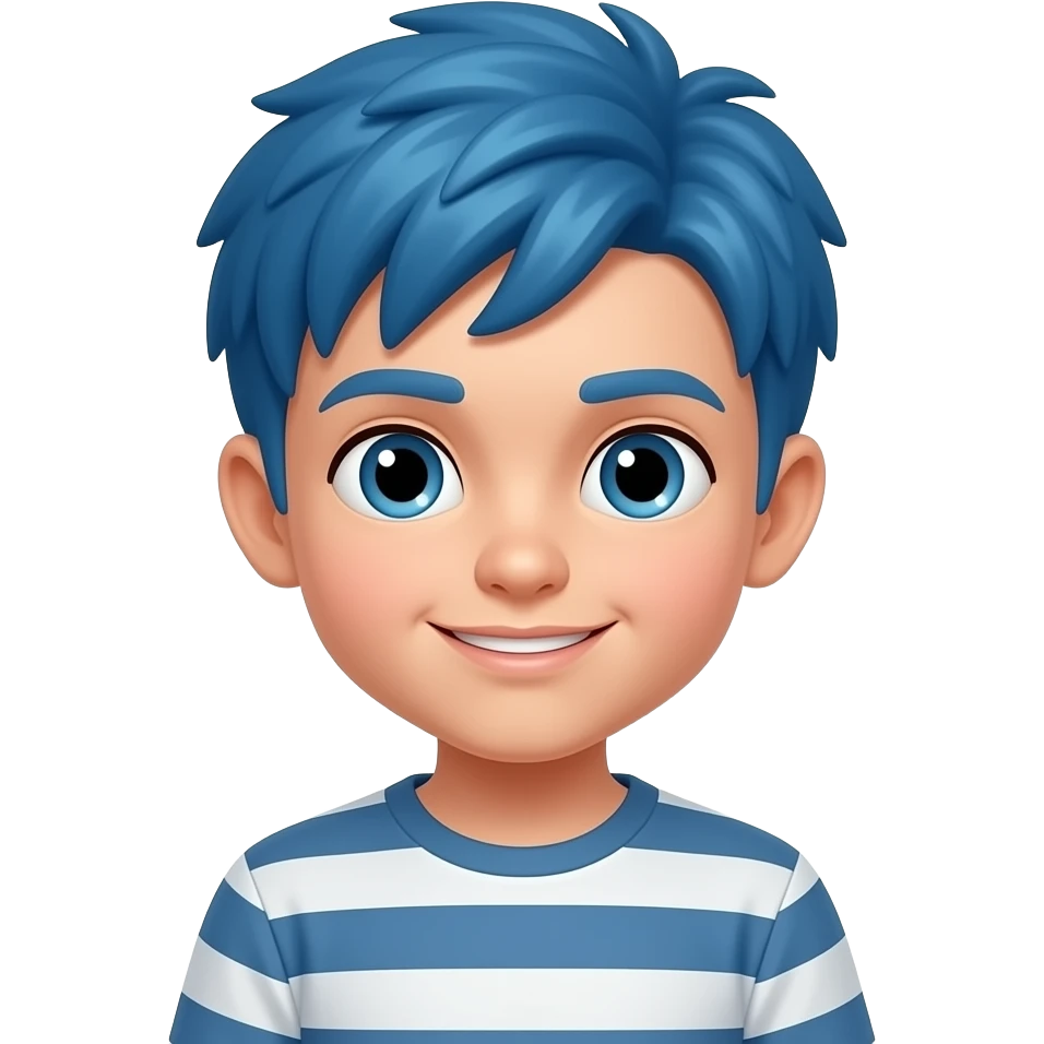 young boy with  blue hairs spice emoji