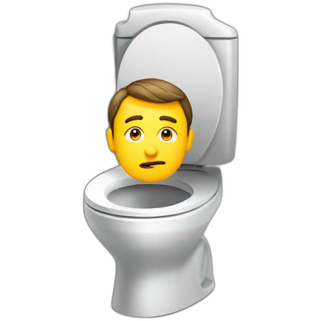 Macron in a toilette emoji