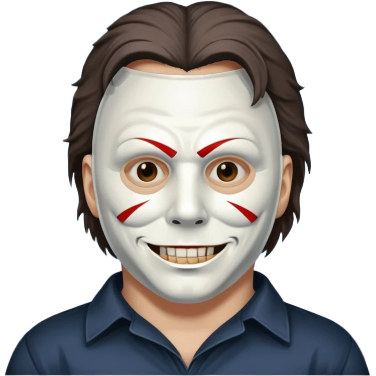 Micheal myers with a grin without red on his face emoji