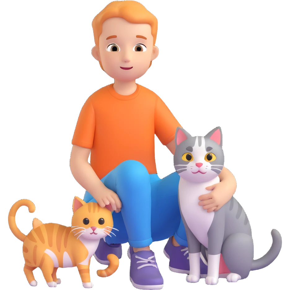 boy and cat pet emoji