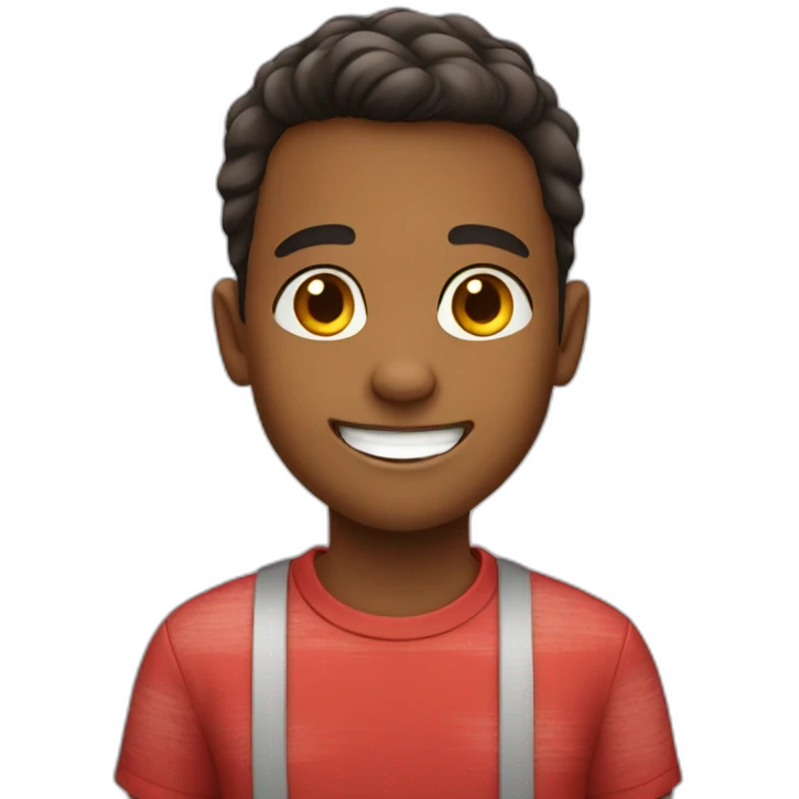smiling boy with red shirt emoji