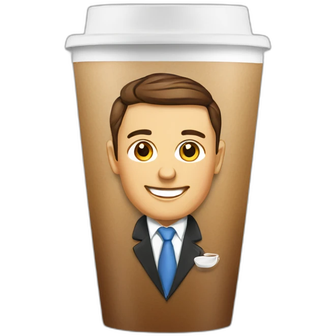business portrait on a coffee to go cup emoji