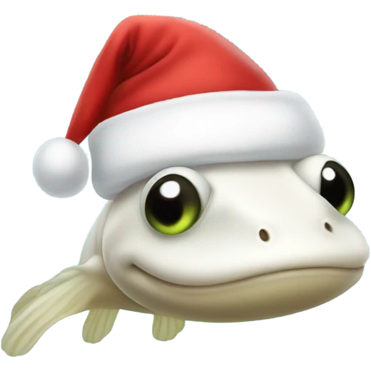 White tadpole wearing a Santa hat  emoji
