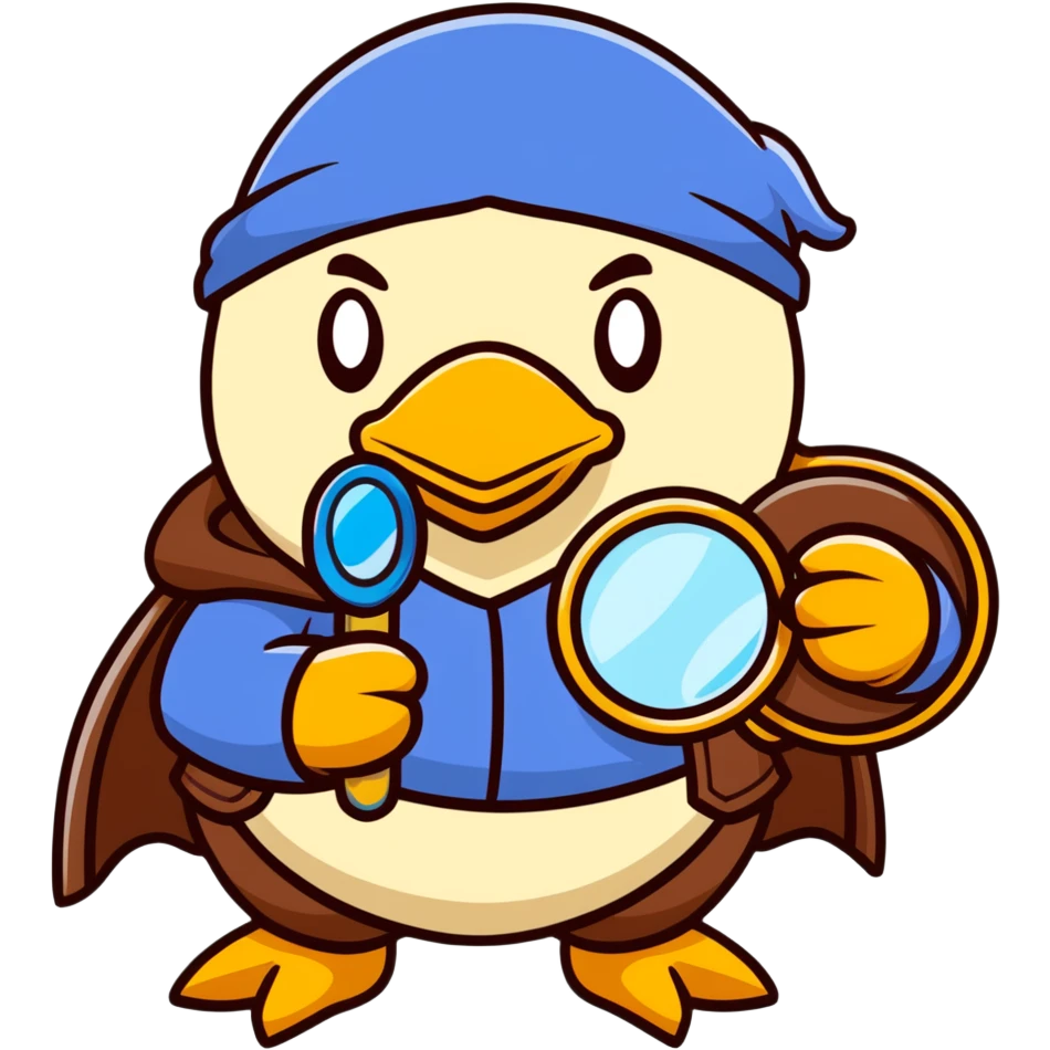 King Dedede from Kirby dressed as a detective, holding a magnifying glass, cartoon style emoji