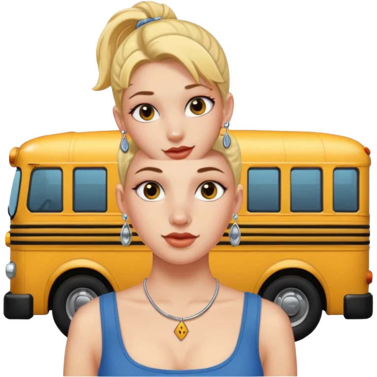 School bus earrings on pierced nipples emoji