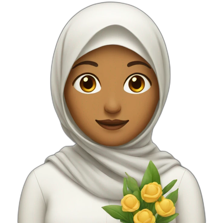 muslim woman with ios-emoji-flower on the nose emoji