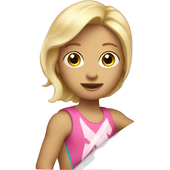 A blonde white surfer with a pink surf board  emoji