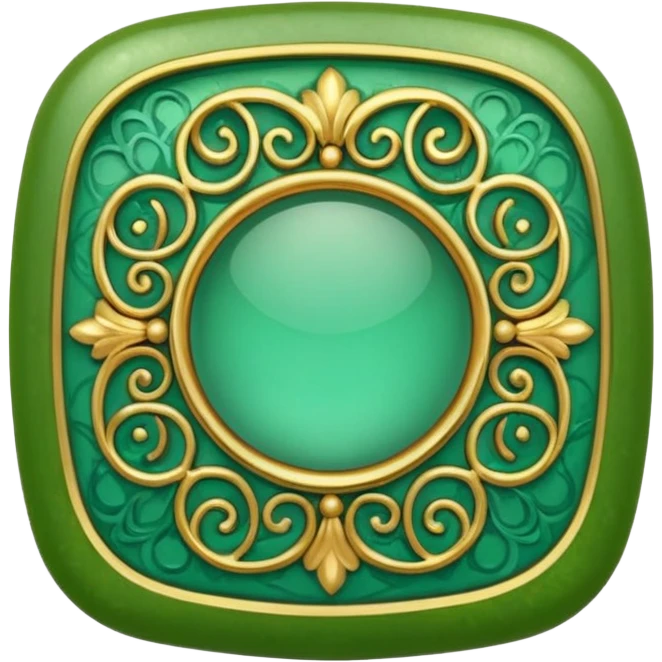 Jade and gold filigree style rounded square icon button emoji