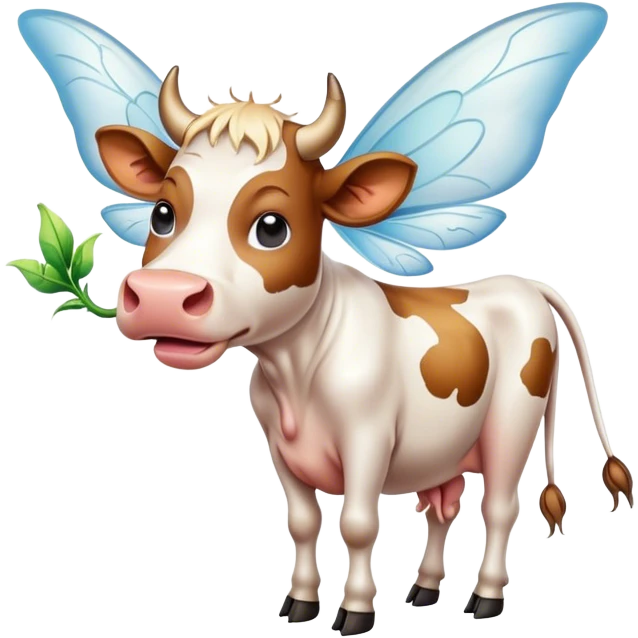 Cow puking with fairy wings emoji