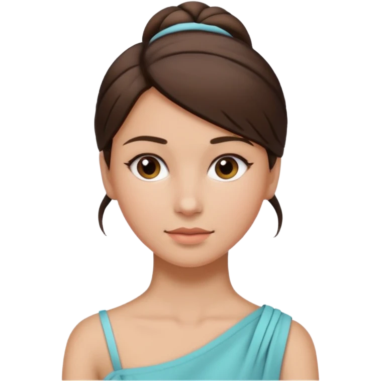 woman tie her brunette hair low and put on one side of shoulder  emoji