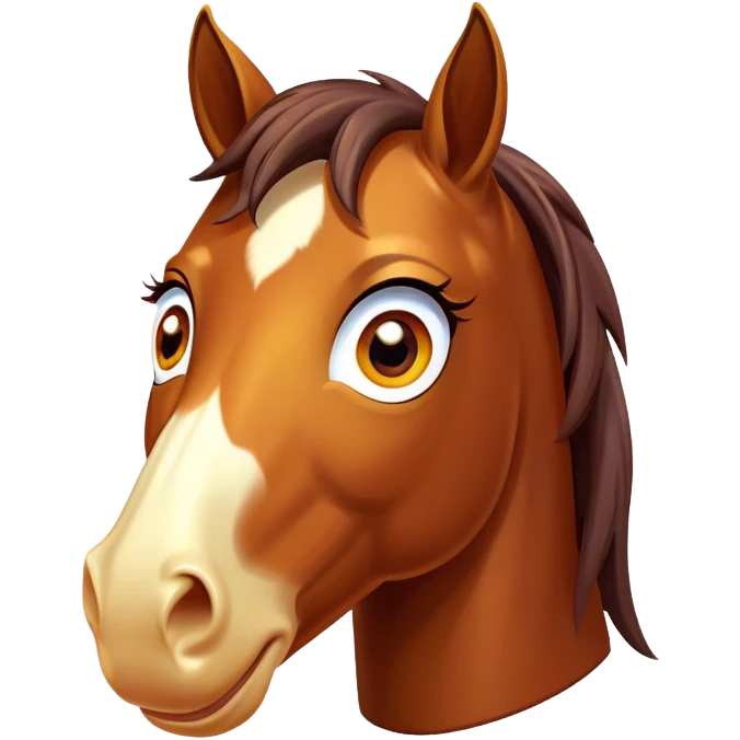 Cinematic Comical Bay Horse Portrait Emoji, Head tilted dramatically with an exaggeratedly amused expression, featuring a striking bay fur with a glossy finish and bold accents, wide, expressive amber eyes filled with playful disbelief, Simplified yet hilariously expressive features, highly detailed, glowing with a slightly sassy glow, high shine, dramatic yet playful, stylized with an air of cheeky mischief, bright and endearing, soft glowing outline, capturing the essence of a spirited and over-the-top horse, so meme-worthy it feels like it could side-eye its way into internet fame instantly! emoji