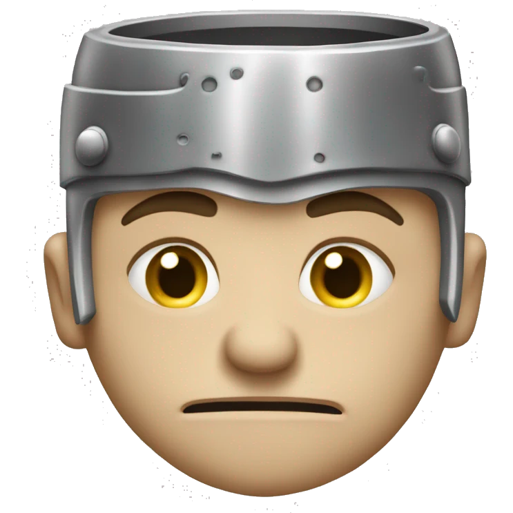 Embarrassed Gladiator: A gladiator with a blushing face, looking down, maybe with a shield partly covering his face, expressing shame or embarrassment after a defeat or mistake. emoji
