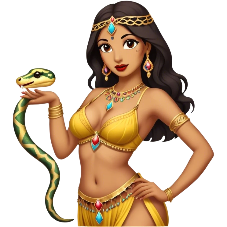 Vintage circus belly dancer holding snake emoji