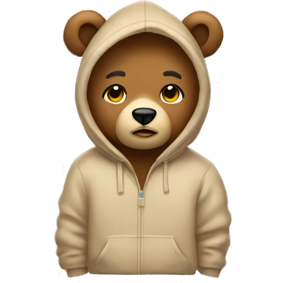 bear wearingbeige hoodie emoji