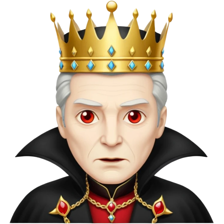 Vampire King, Elder vampire in royal black coat, wearing a crown, red eyes.
 emoji