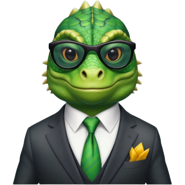 capitalist iguana banker godfather with black sunglasses emoji