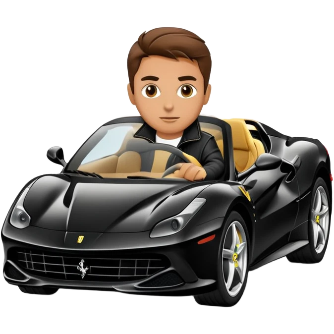cool dude in black jacket drive a Ferrari  emoji