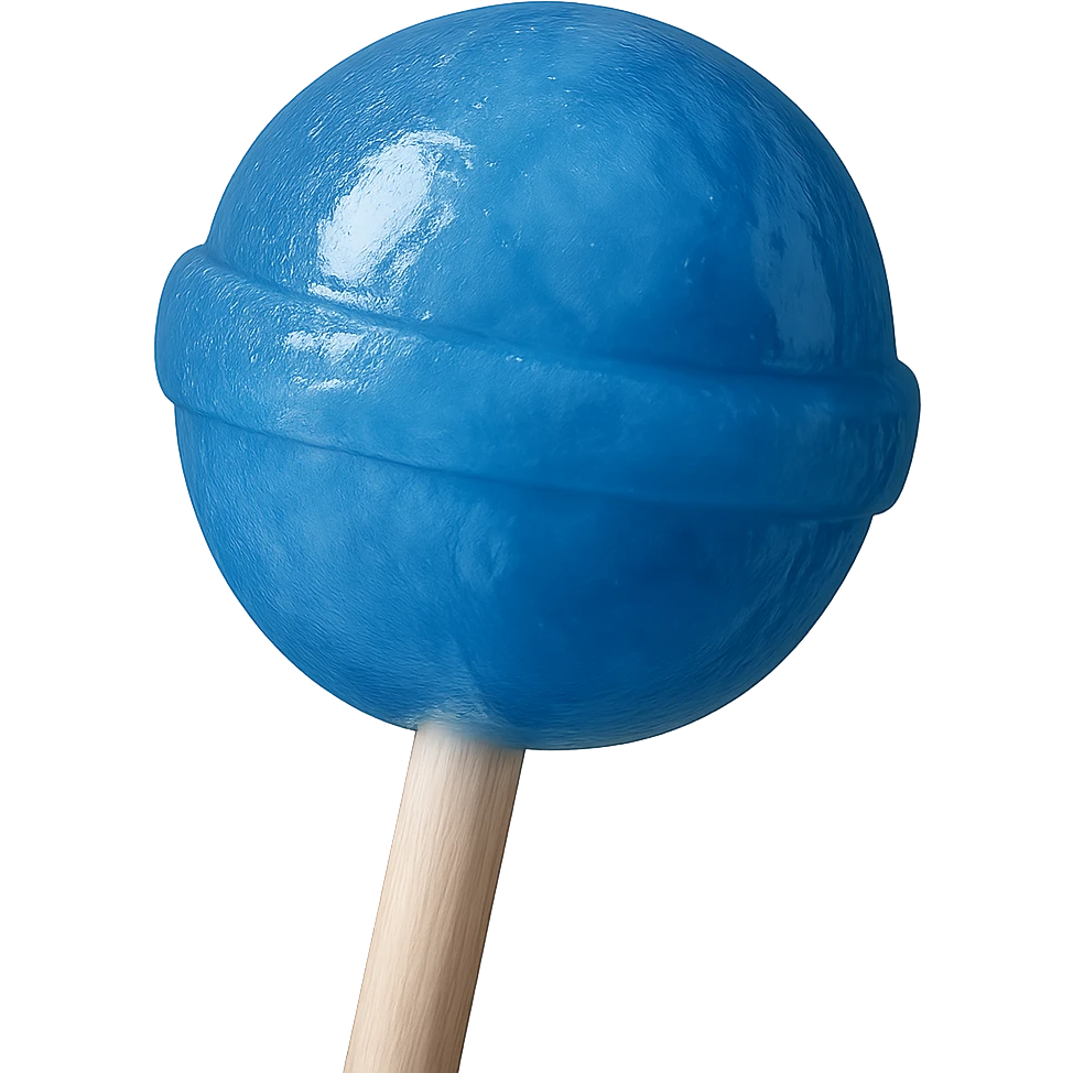 Change the lollipop color to blue in a realistic style, keep the background transparent. emoji