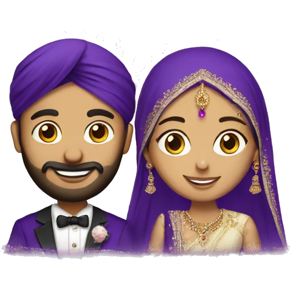 Sikh bride and groom with purple theme emoji