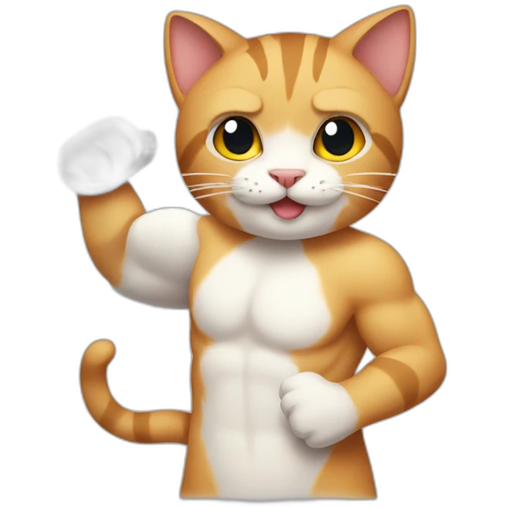cat showing off bicept emoji