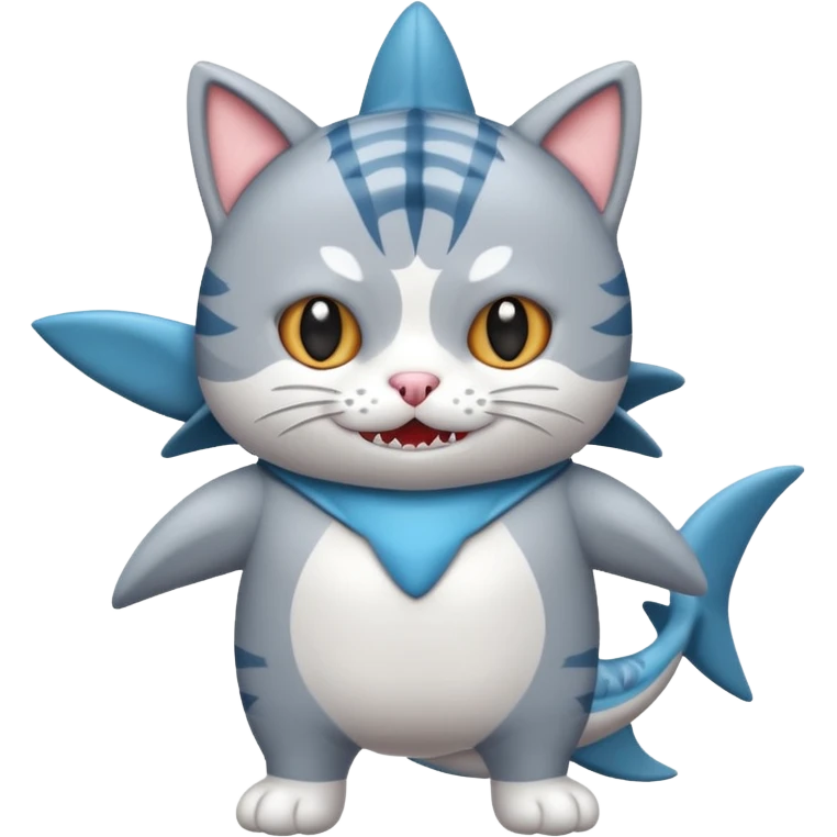 cat wearing shark costume emoji