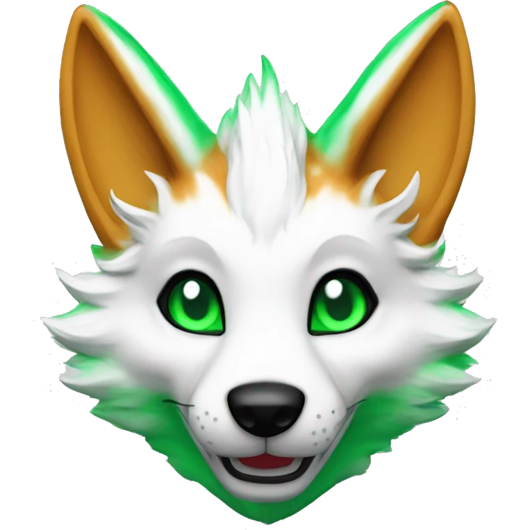 Kitsune white emerald fursuit named emerald brush emoji