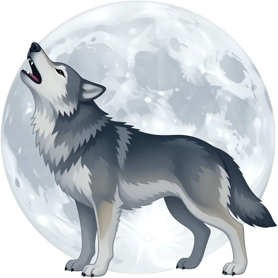 Dolunayda uluyan kurt emoji