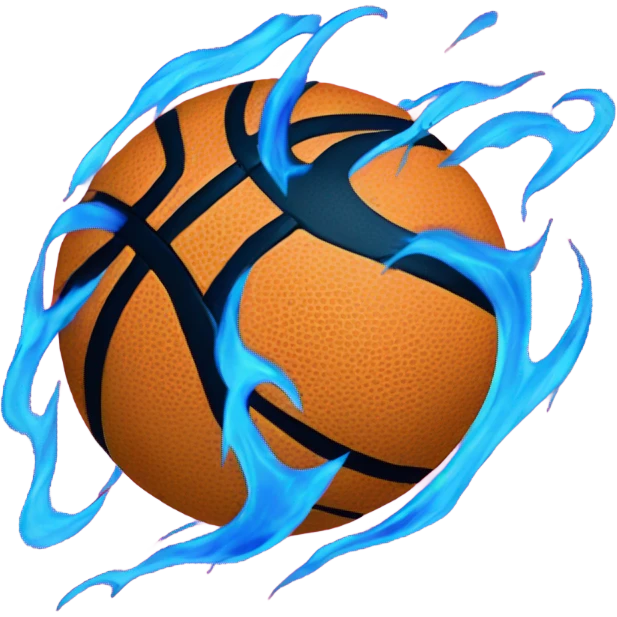 Basketball with pink and blue flames emoji