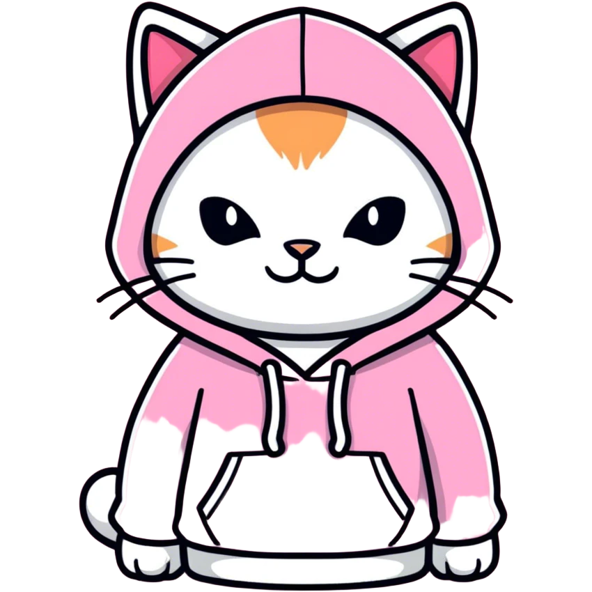A baddie cat with a pink hoodie  emoji