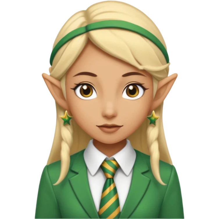 female elf with tie, business emoji