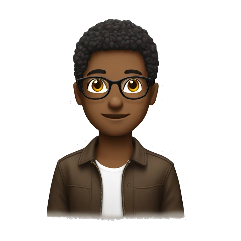 ado, cheveux brun,  lunettes, yeux marron  emoji