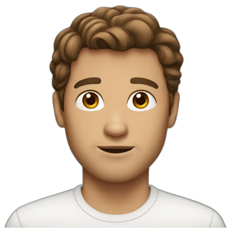 Brown hair man without beard emoji