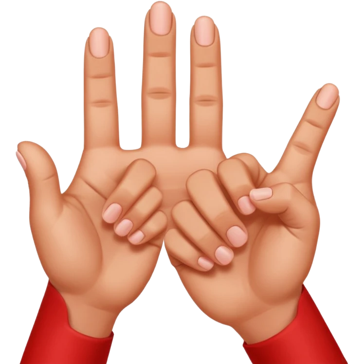I want the thumb, middle, and index fingers pointing upwards, and the others pointing downwards, and they should be red. emoji