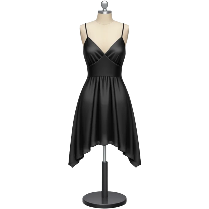 Strappy short black dress made of silk on a headless mannequin  emoji