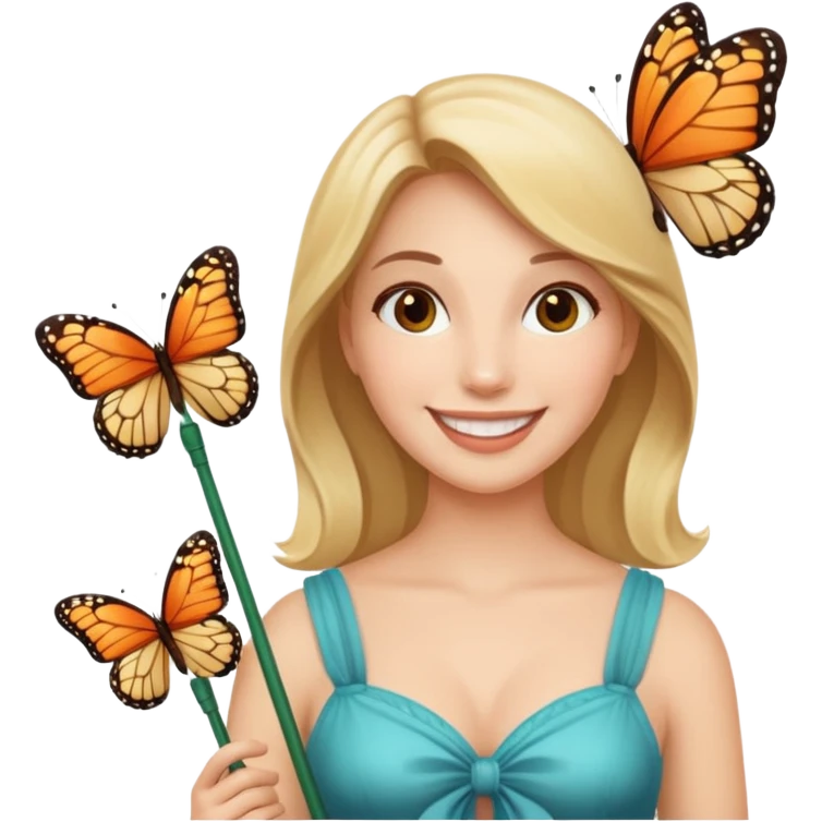 woman holding butterfly net emoji