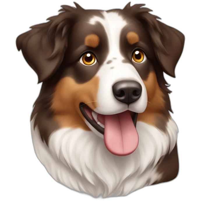 Australian Shepherd mit hellbraunem weißem und dunkelbraunem Fell emoji