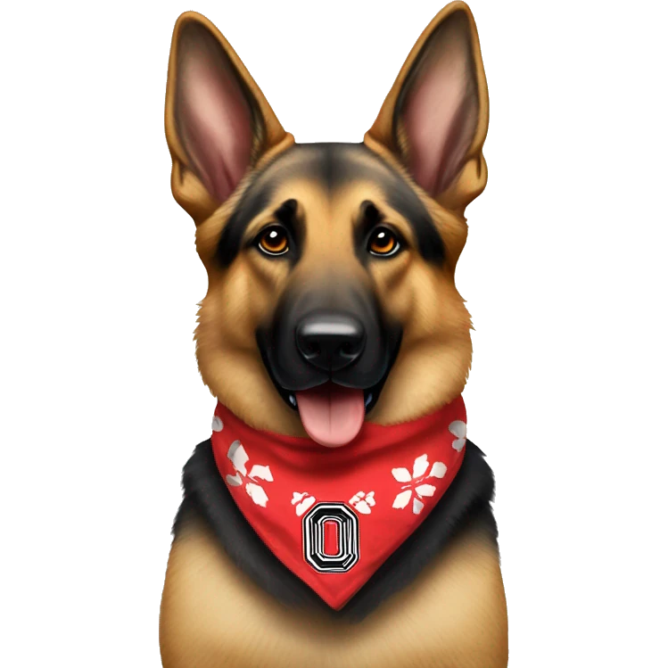 German Shepherd wearing an Ohio state bandana around its neck emoji