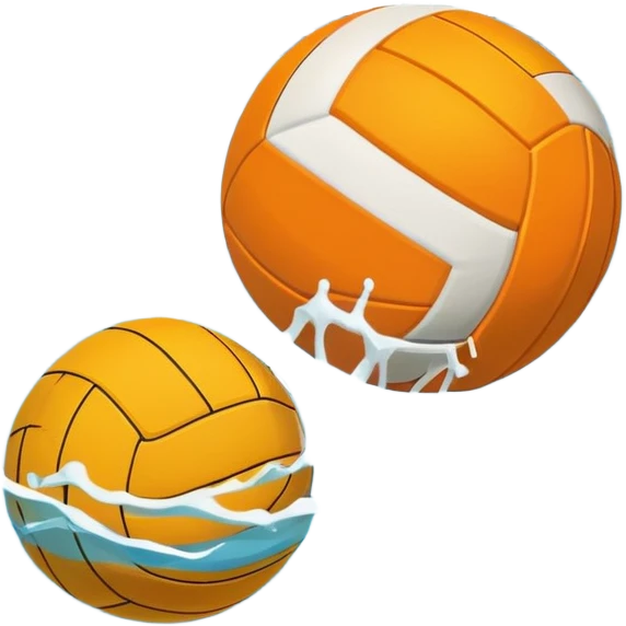 An icon showing a water polo ball floating on the surface of a pool, with a goal frame in the background, and water splashing around. The design captures the intensity of the game with visible ripples on the water. Transparent background highlights the excitement of water polo. emoji