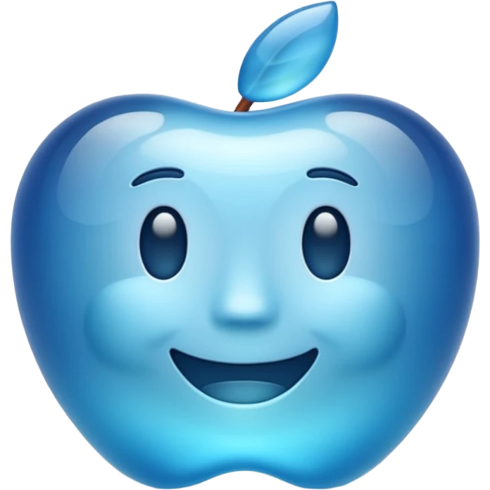 Make a standard set of emoji (all) in the style of glass from Apple, volumetric with a 3D effect and a transparency effect, and a small one with a blue gradient or light blue emoji