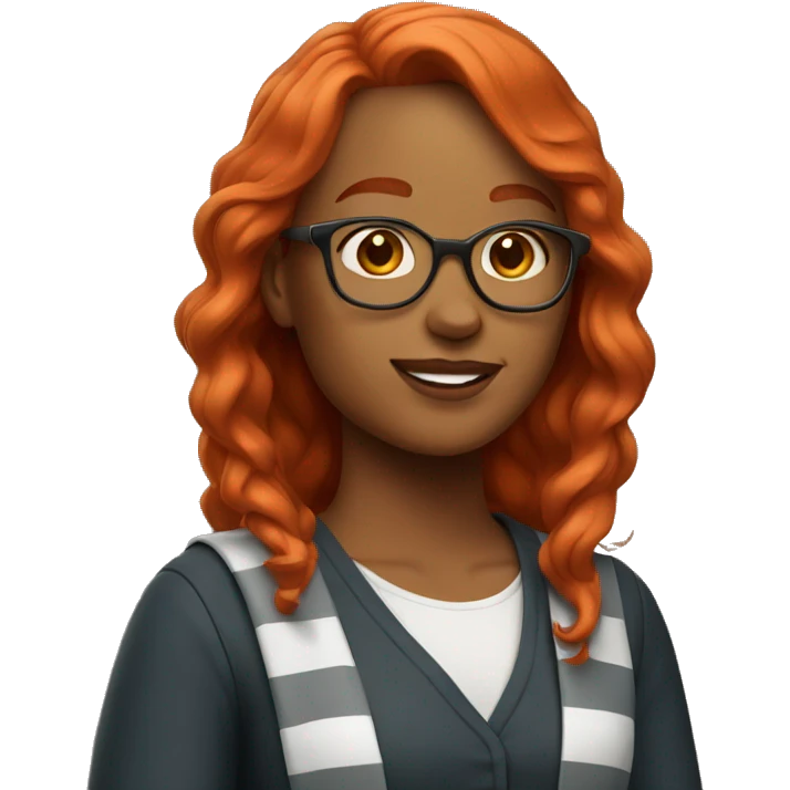 red haired woman wearing college outfit emoji