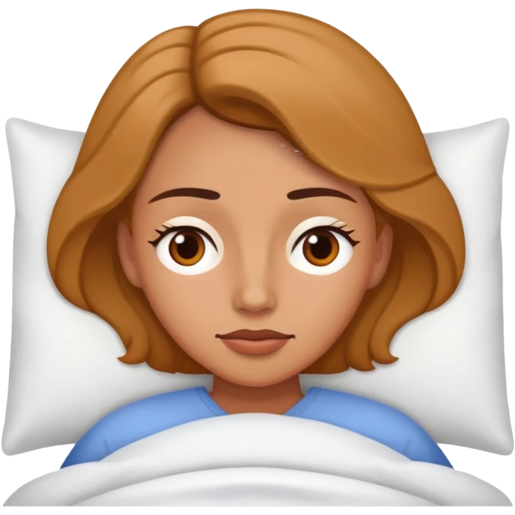 Woman laying in bed wide awake emoji
