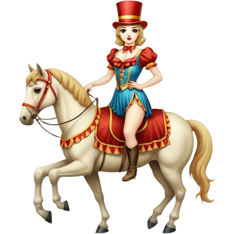 Vintage circus woman standing on horse emoji
