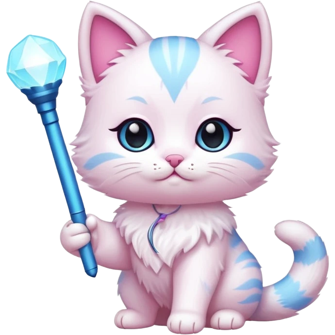 chibi cute cat holding a light stick emoji