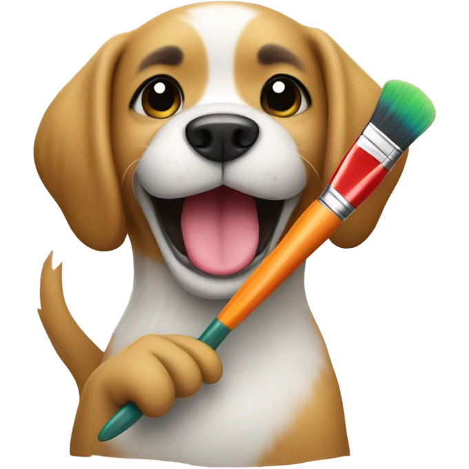 Cute dog holding a paintbrush emoji