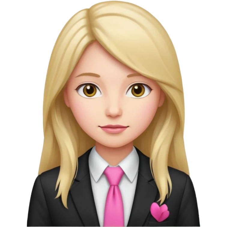 long haired woman with pink tie and blazer emoji