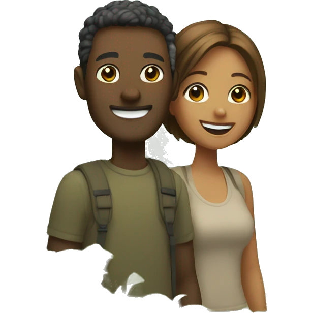 smiling couple in nature emoji
