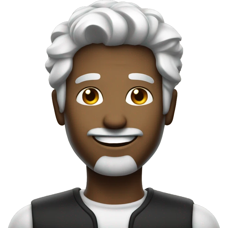 A hansome man with black and white hair + smile emoji