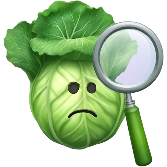 cabbage hold magnifying glass emoji