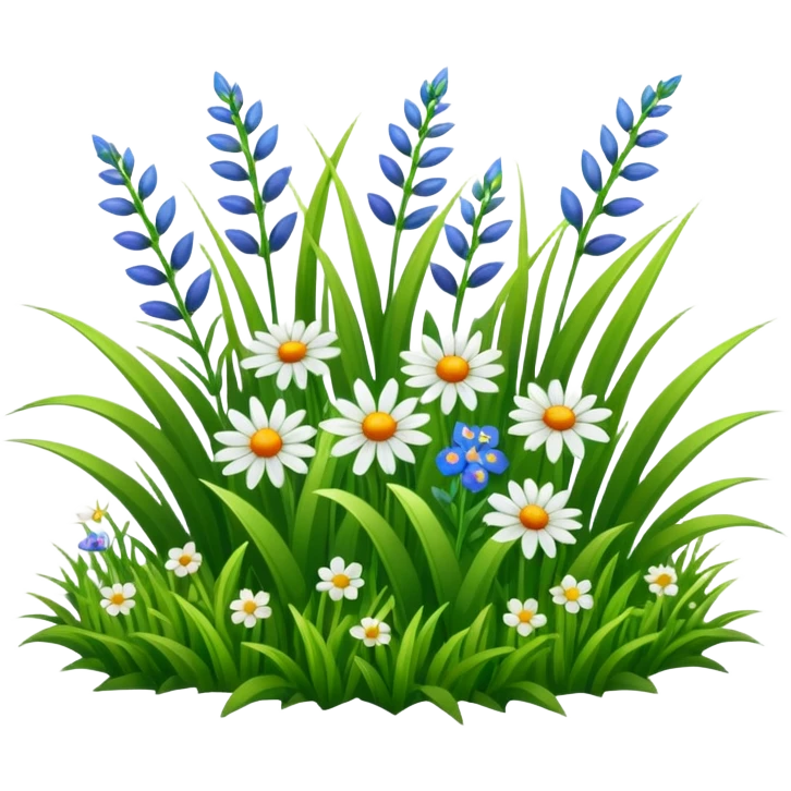 a patch of green grass with a few wildflowers emoji emoji