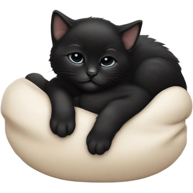 Black kitten taking a nap emoji